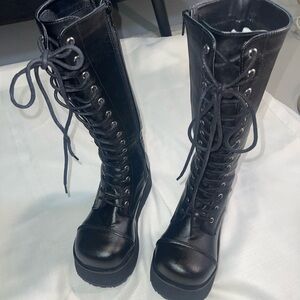 Black Lace-Up Women's Boots